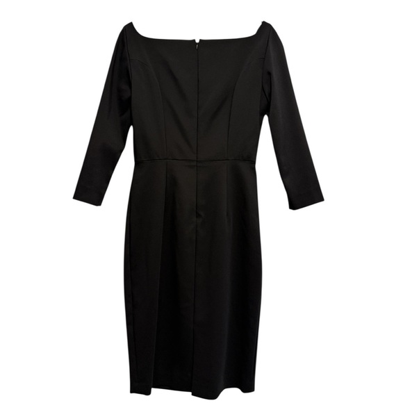 Luisa Spagnoli Grammo Black 3/4 Sleeve Sheath Dress Made Italy Size 40 US 4 NWT - Picture 4 of 5